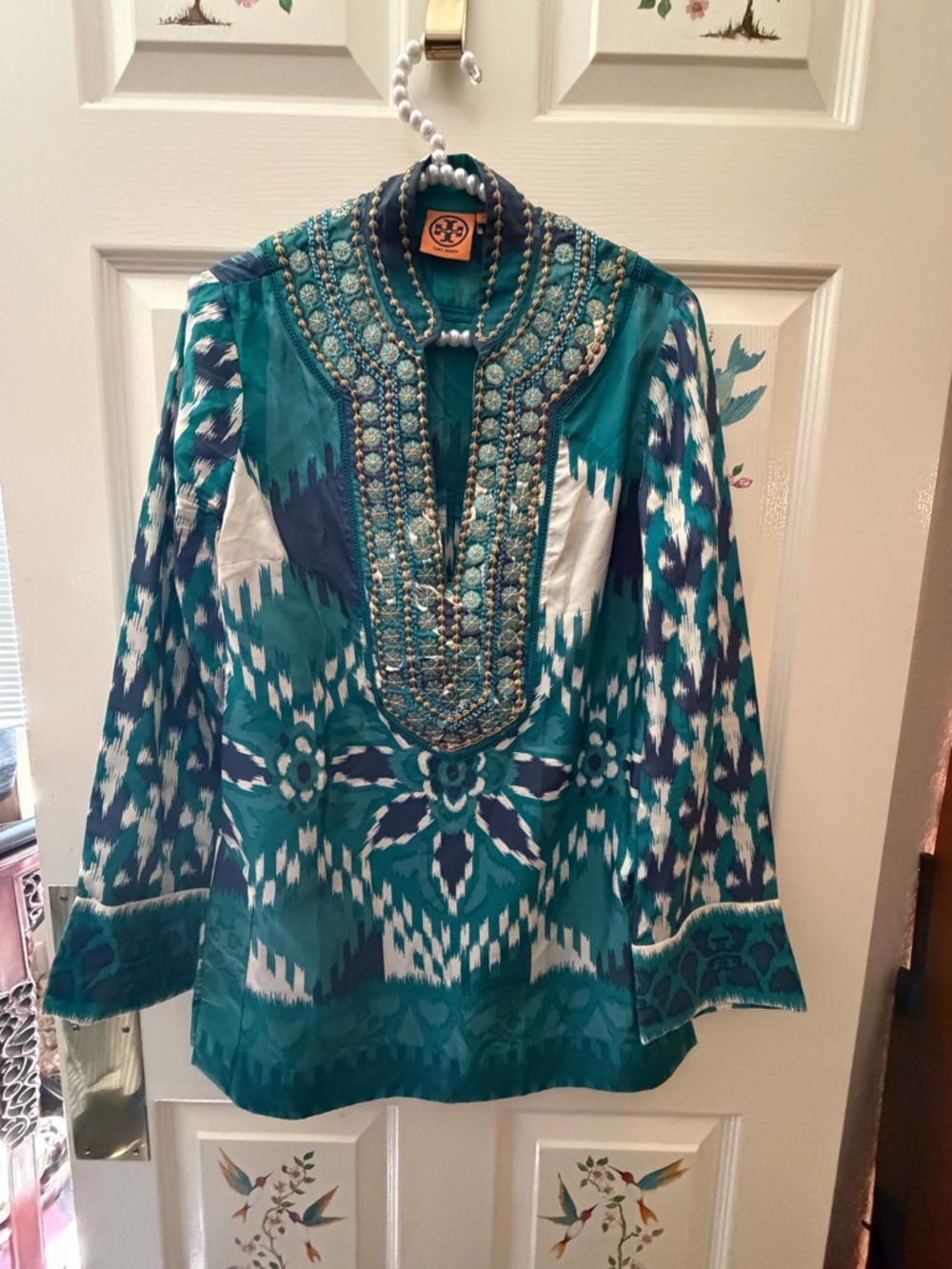 Tory Burch Teal and Navy Beaded Jacket